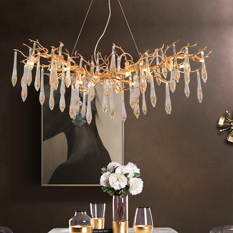 Agnnes Brass Branch Crystal Chandelier