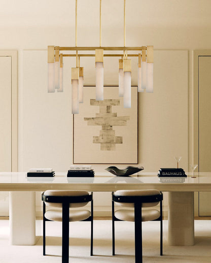 8 Lights Elegance Linear Convet Alabaster Chandelier