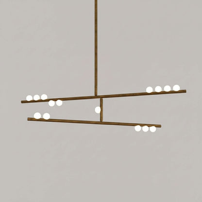 Brass Glass Drop Chandelier