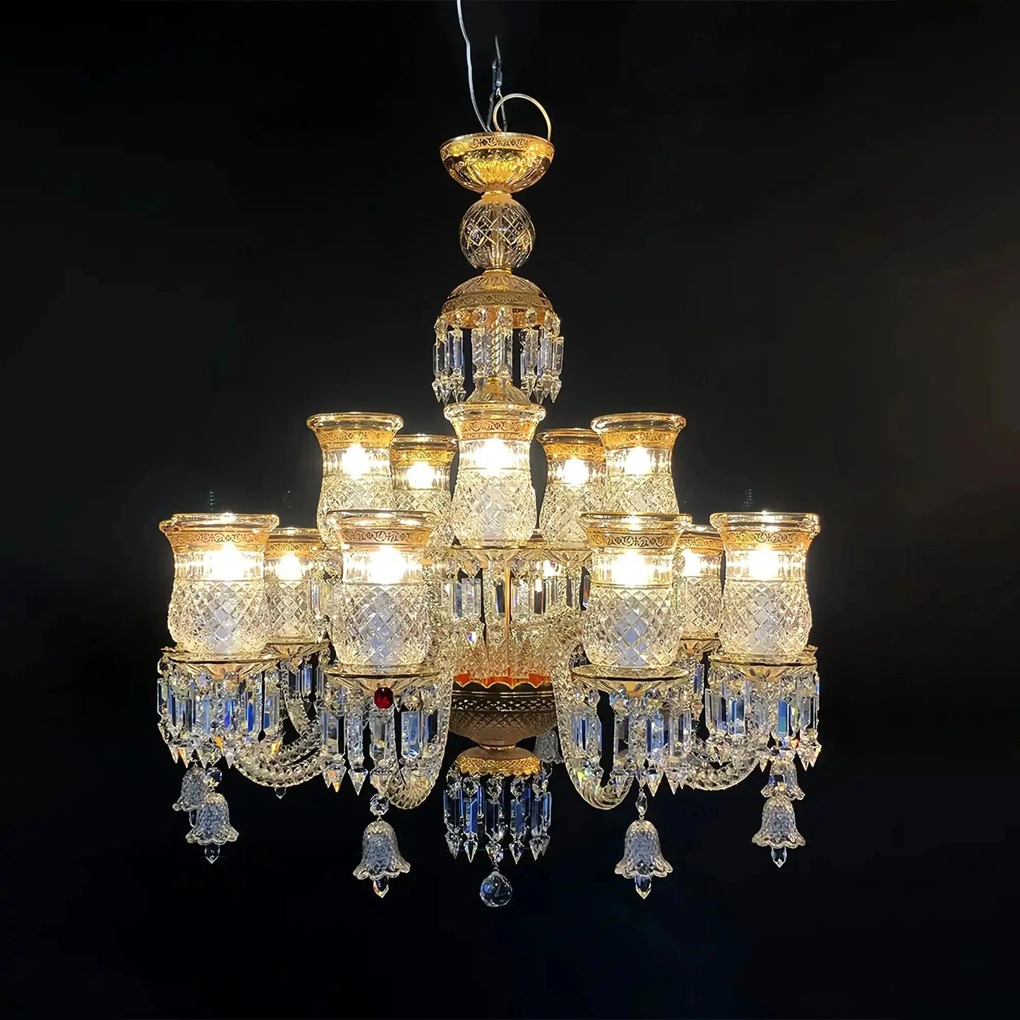 15 Lights Crystal Chandelier Gold & Clear Crystal Lighting