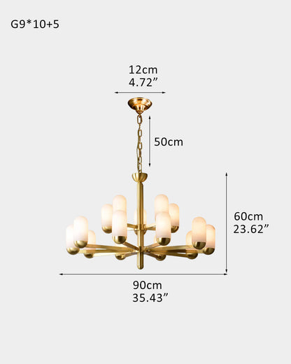 Alabaster Luxury Moonshade Brass Chandelier for dining room