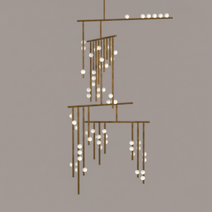 Brass Glass Drop Chandelier