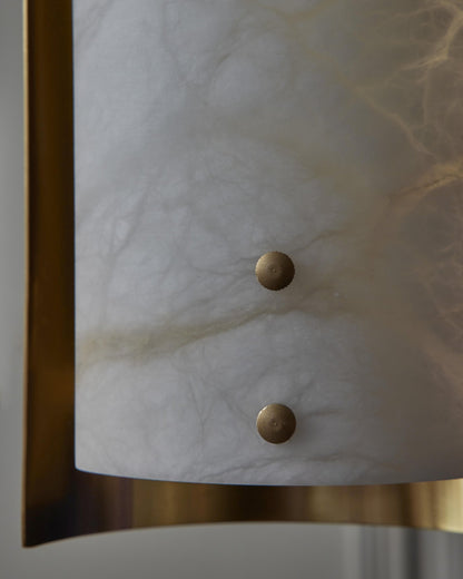 Brass and Alabaster Shield Chandelier