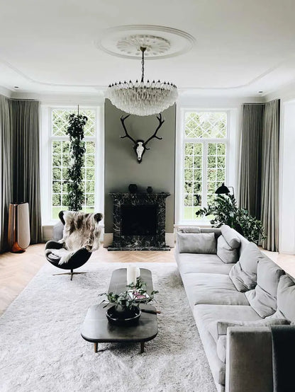 Muraano White Alabaster Poliedri Chandelier 185 glass