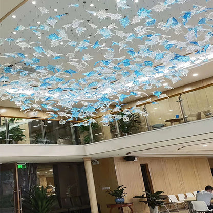 Multicolor Maple Leaf Art Glass Chandelier