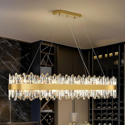 MDEGLYO Modern Crystal Linear Chandelier