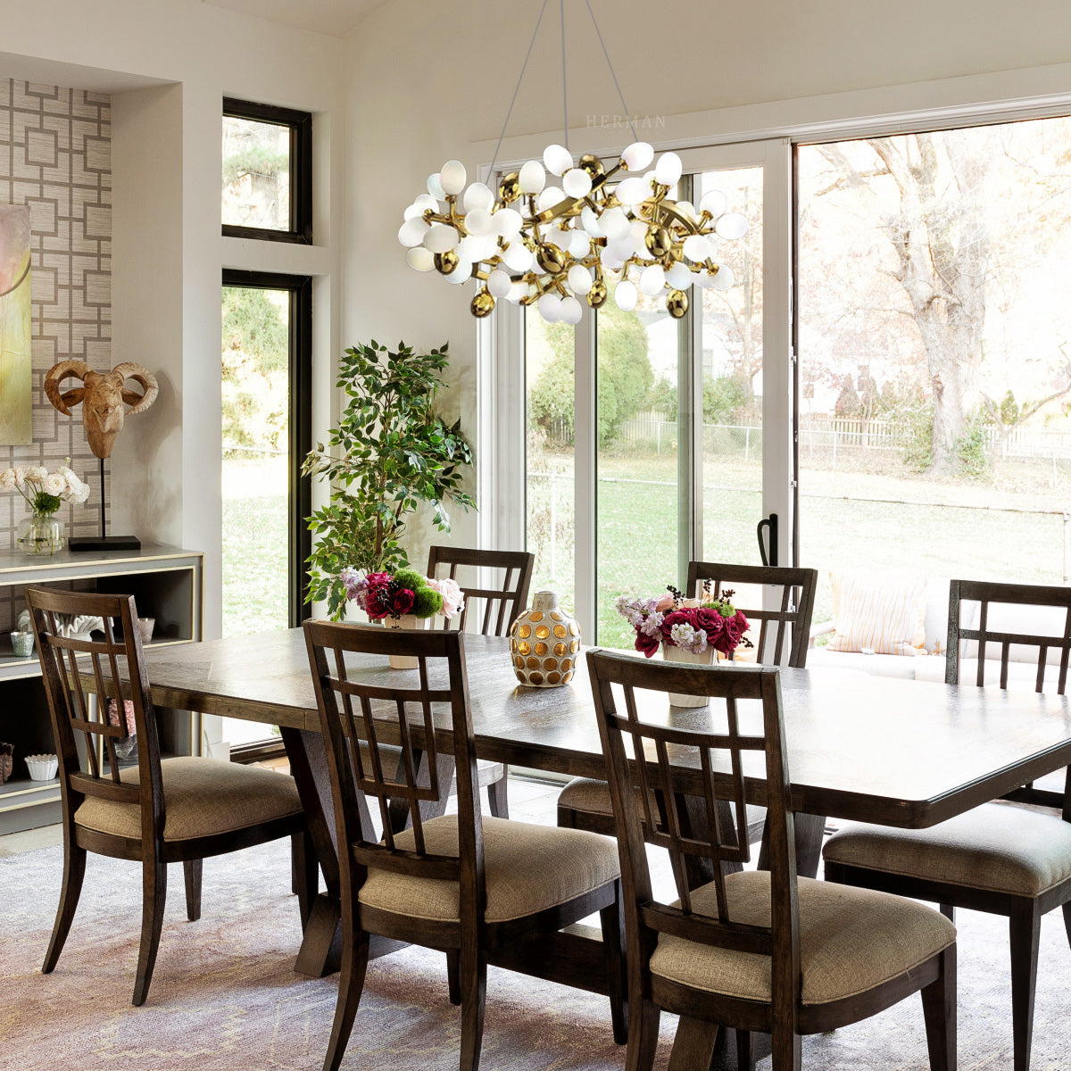 Modern Round Grape Branch Chandelier