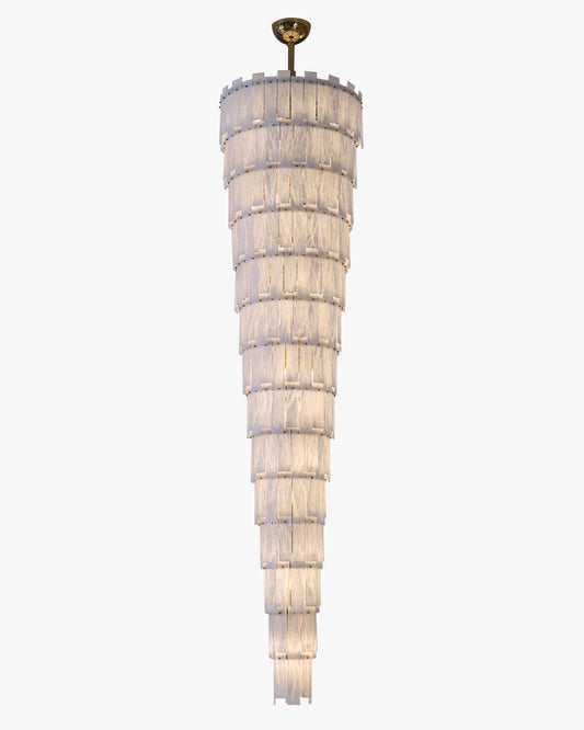 Long Cascading Alabaster Staircase Chandelier