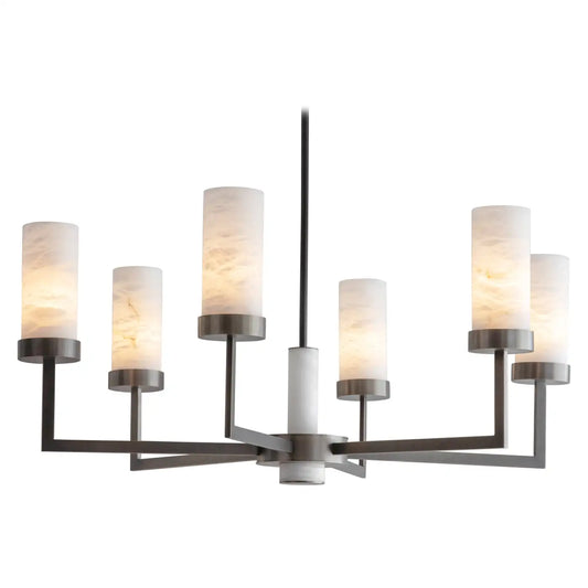 Contemporary Alabaster 6-arm Compass Chandelier