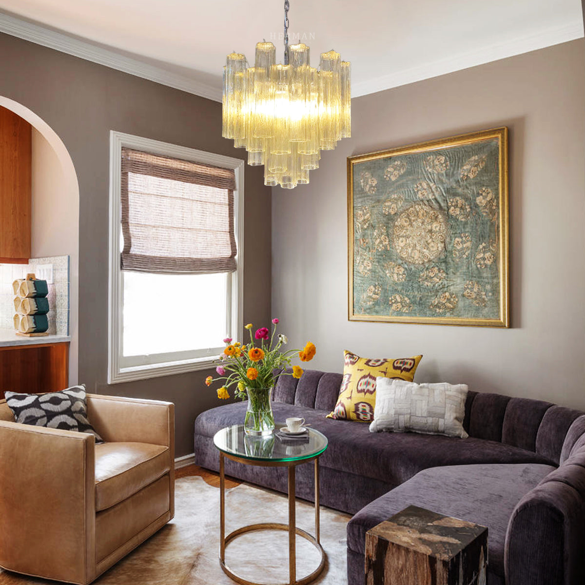 Muraano Yellow Chandelier 36 tubes