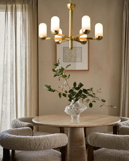 Alabaster Luxury Moonshade Brass Chandelier for dining room