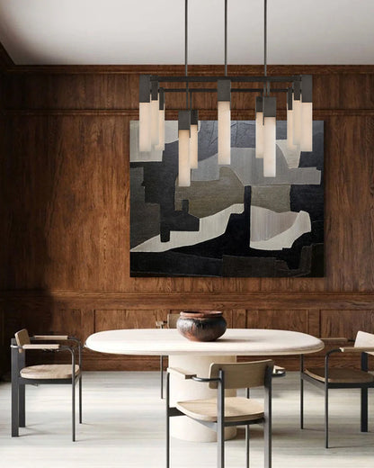 8 Lights Elegance Linear Convet Alabaster Chandelier