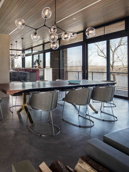 Modern Sputnik Smoky Gray/Amber Glass Branch Chandelier for Kitchen Island/Dining Room
