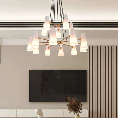 2-Tier White Porcelain Round Chandelier