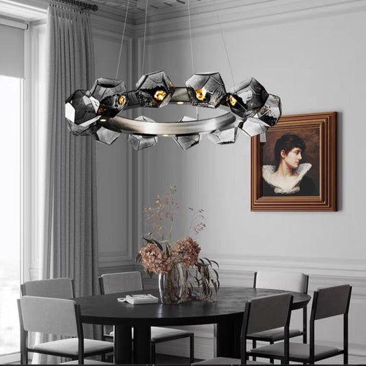 Nordic Minimalist Glass Circle Art Chandelier for Living/Dining Room/Bedroom