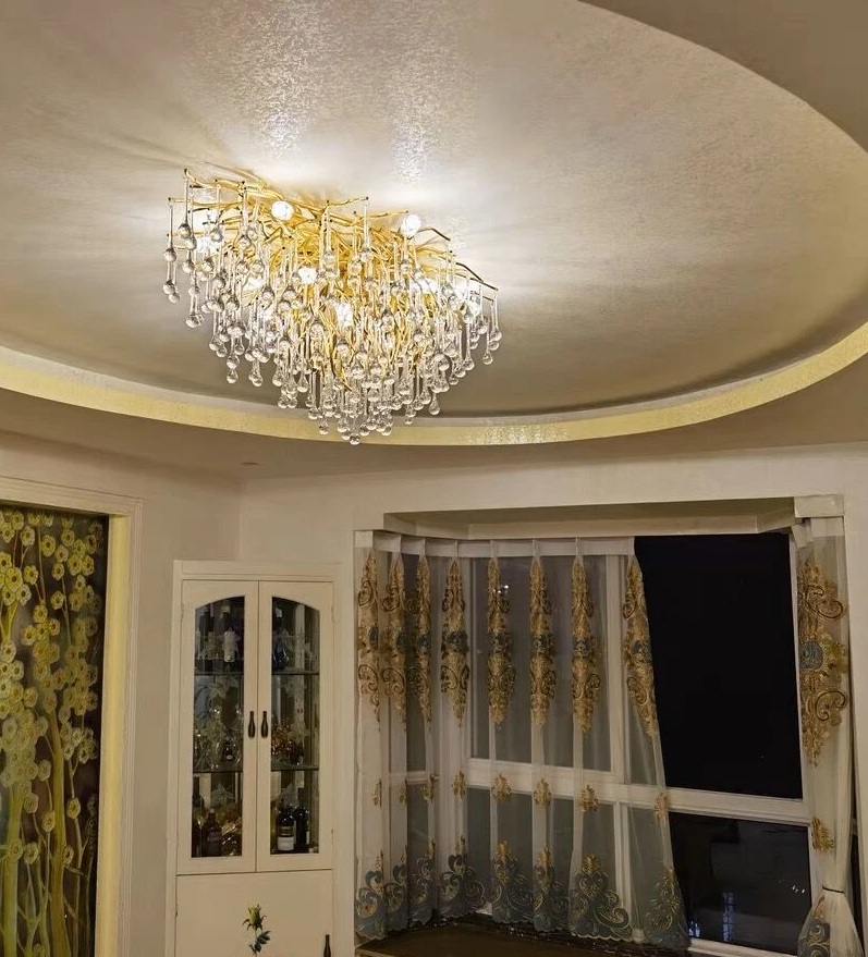 Stunning Tree Branch Crystal Chandelier with Clear Teardrop-shaped for Living/Dining Room