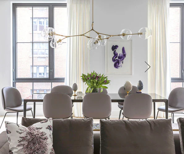 Modern Sputnik Smoky Gray/Amber Glass Branch Chandelier for Kitchen Island/Dining Room