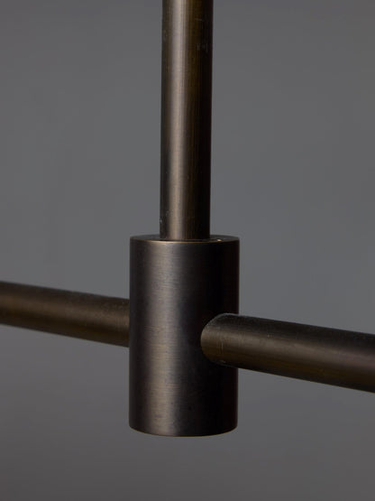 Brass and Alabaster Globes Asymmetrical Line Chandelier