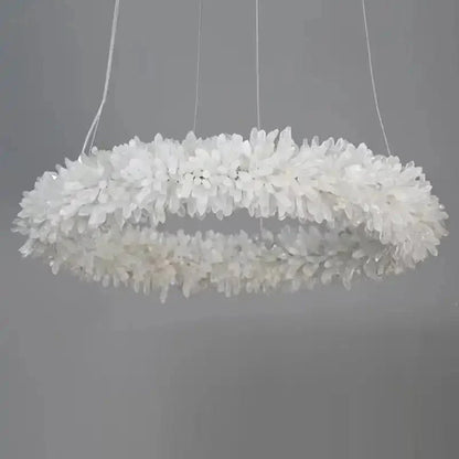 24-47 Inch Round Clear Geode Quartz Crystal Ring Pendant Light Modern Chandelier for Living Room