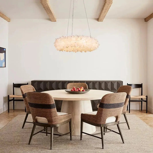 24-47 Inch Round Clear Geode Quartz Crystal Ring Pendant Light Modern Chandelier for Living Room