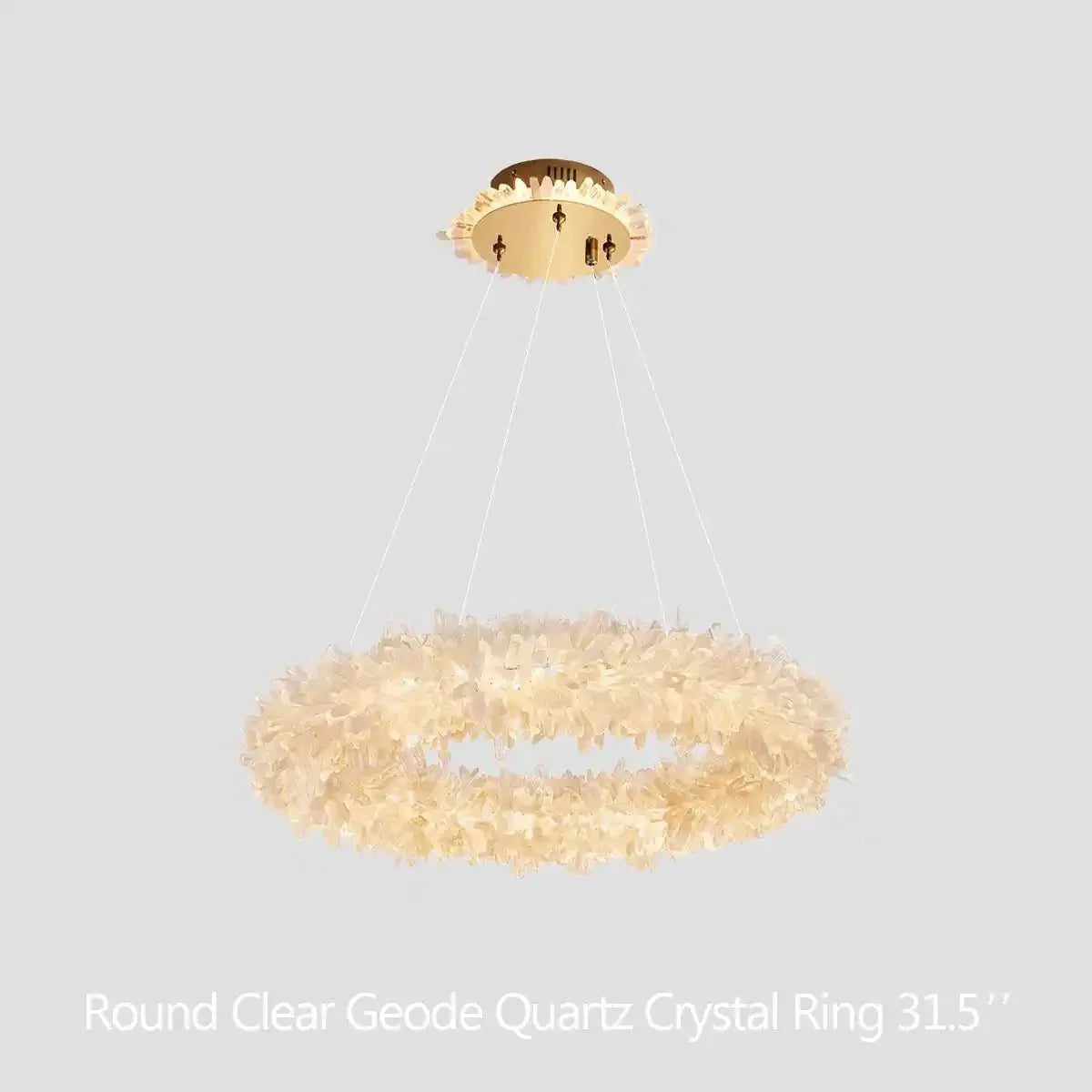 24-47 Inch Round Clear Geode Quartz Crystal Ring Pendant Light Modern Chandelier for Living Room