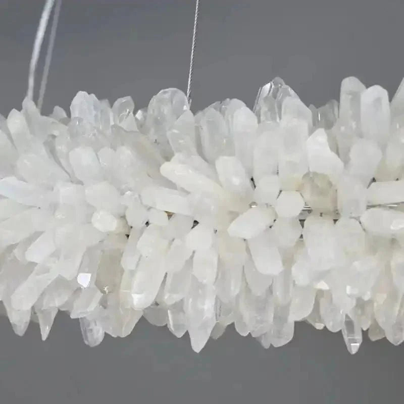 24-47 Inch Round Clear Geode Quartz Crystal Ring Pendant Light Modern Chandelier for Living Room