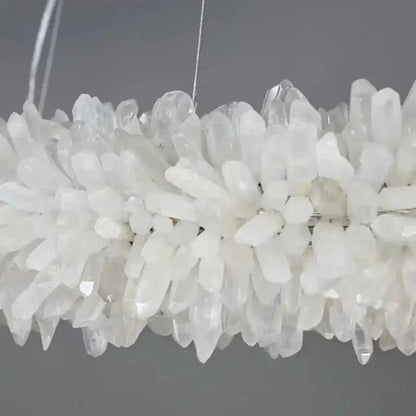 24-47 Inch Round Clear Geode Quartz Crystal Ring Pendant Light Modern Chandelier for Living Room
