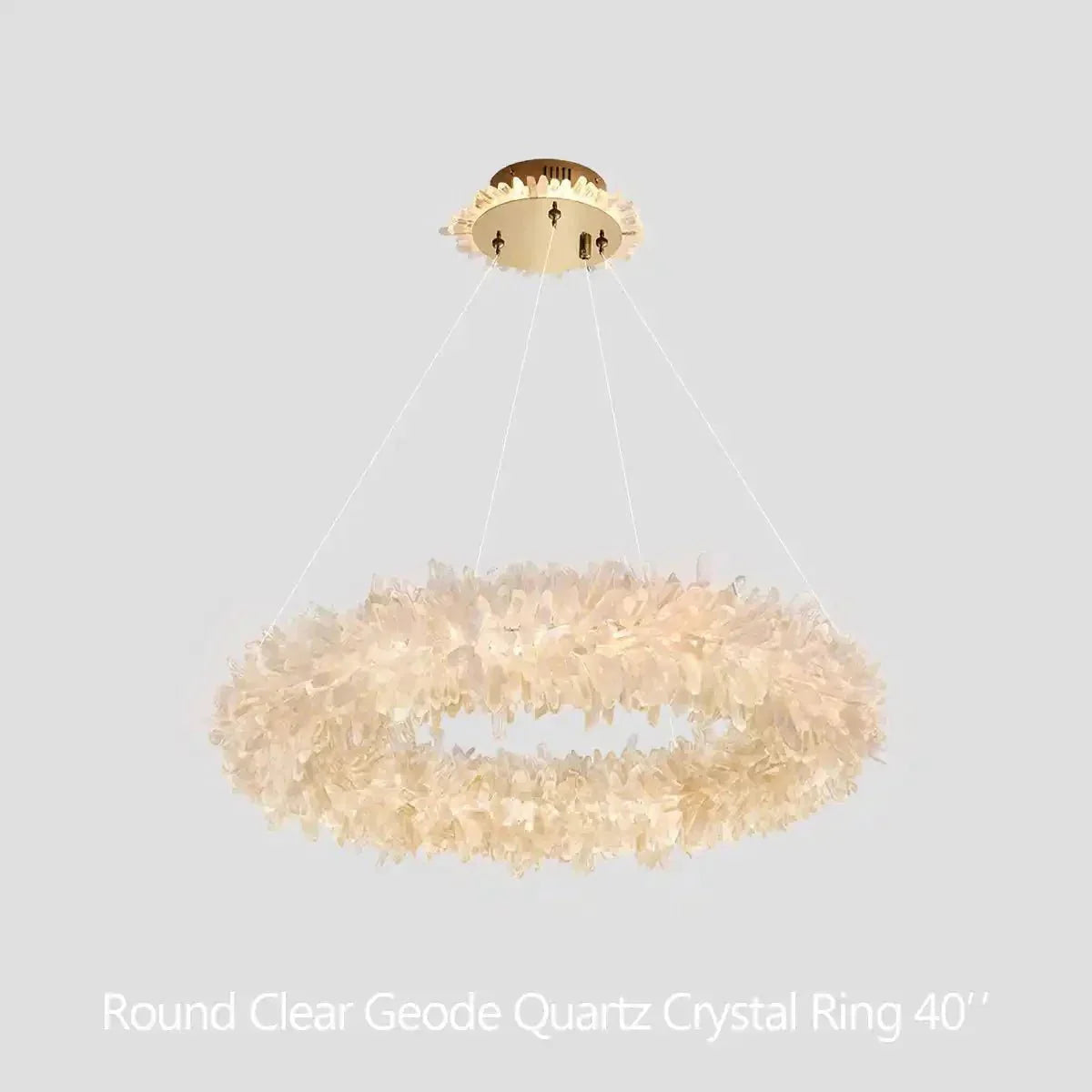 24-47 Inch Round Clear Geode Quartz Crystal Ring Pendant Light Modern Chandelier for Living Room