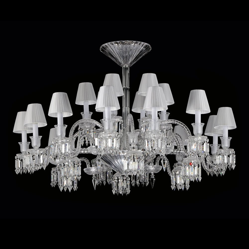 24 Lights Crystal Chandelier with Lampshades