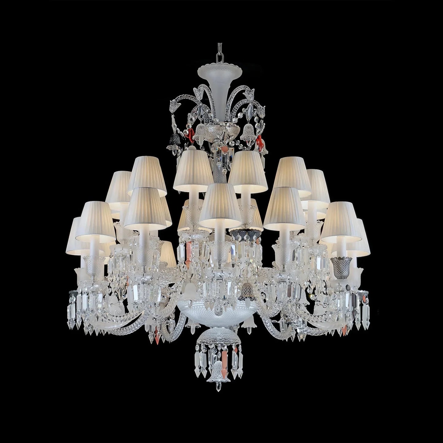 24 Lights Premium Crystal Chandelier with Lampshades