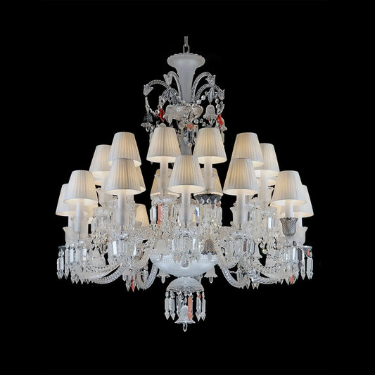 24 Lights Premium Crystal Chandelier with Lampshades