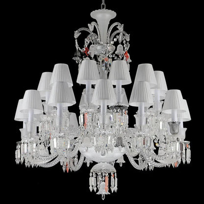 24 Lights Premium Crystal Chandelier with Lampshades