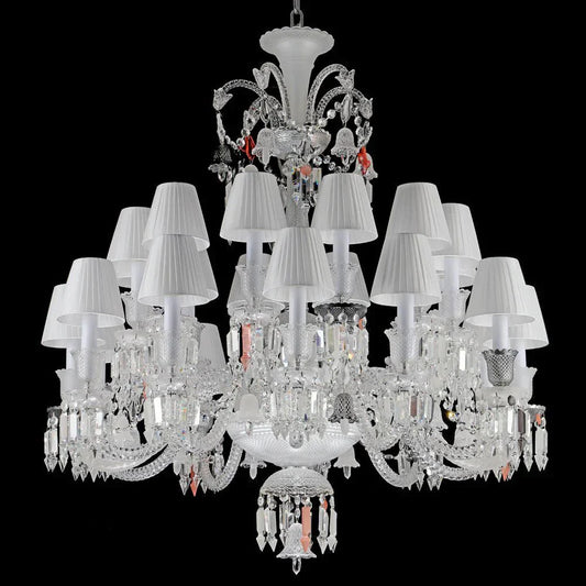 24 Lights Premium Crystal Chandelier with Lampshades