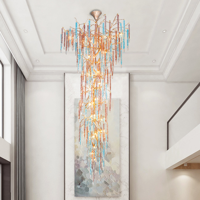 Colorful Crystal Staircase Chandelier