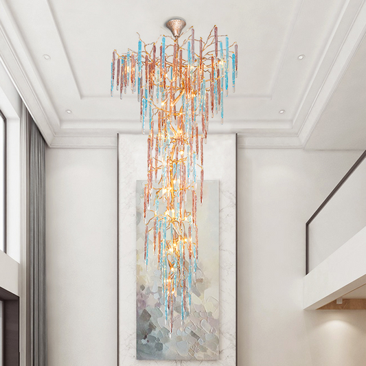 Colorful Crystal Staircase Chandelier