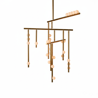 Brass Glass Drop Chandelier