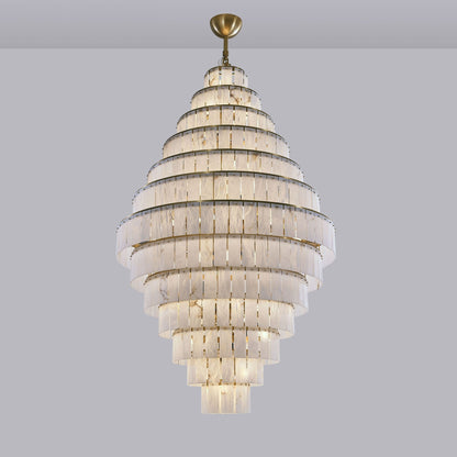 Giant Tiered Alabaster Foyer Chandelier