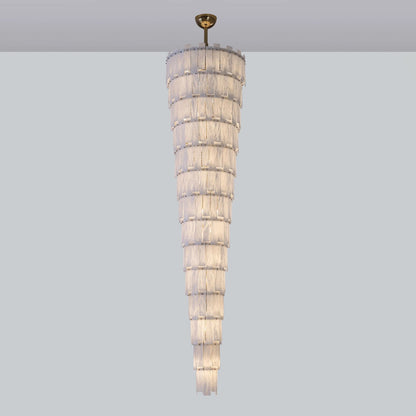 Long Cascading Alabaster Staircase Chandelier