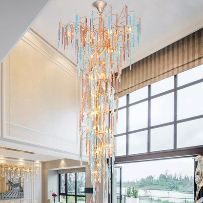 Colorful Crystal Staircase Chandelier