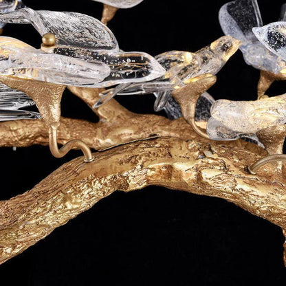 Lucky Bird Glass Branch Round Chandelier For Dining Room