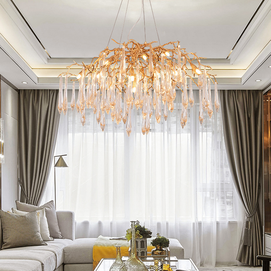 Brass Branch Crystal Agnes Chandelier