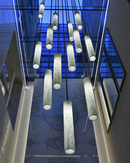 Alabaster Tube Staircase Chandelier