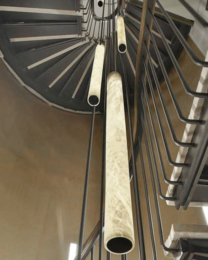 Alabaster Tube Staircase Chandelier