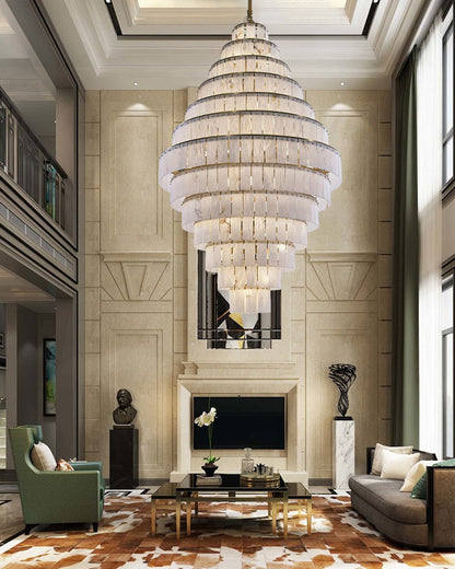 Giant Tiered Alabaster Foyer Chandelier