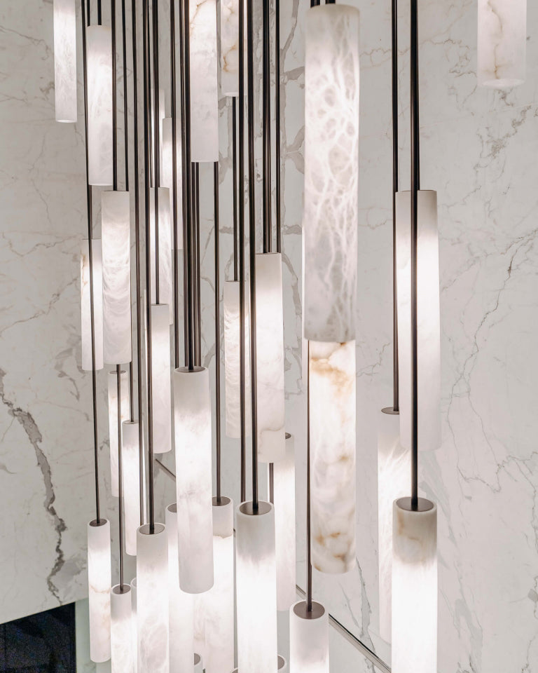 Alabaster Tube Staircase Chandelier