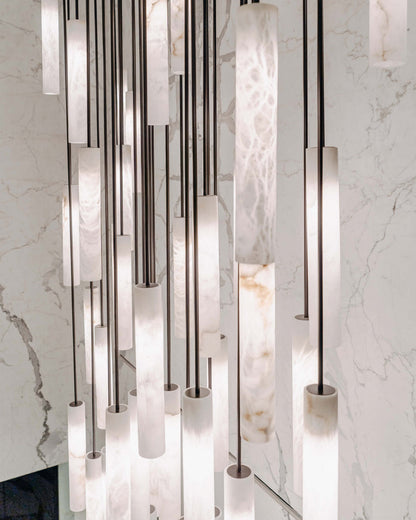 Alabaster Tube Staircase Chandelier