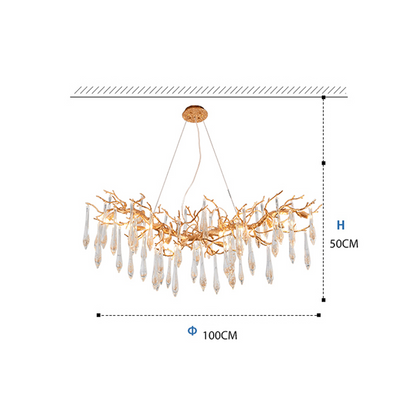 Agnnes Brass Branch Crystal Chandelier