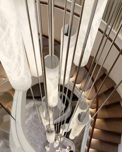 Alabaster Tube Staircase Chandelier