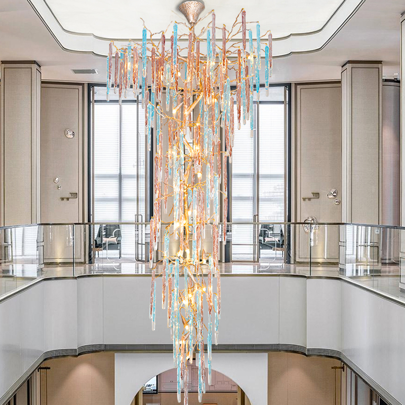 Colorful Crystal Staircase Chandelier