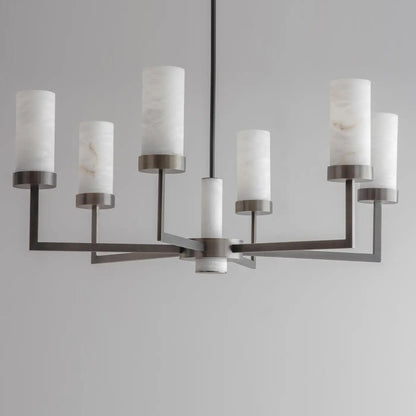 Contemporary Alabaster 6-arm Compass Chandelier